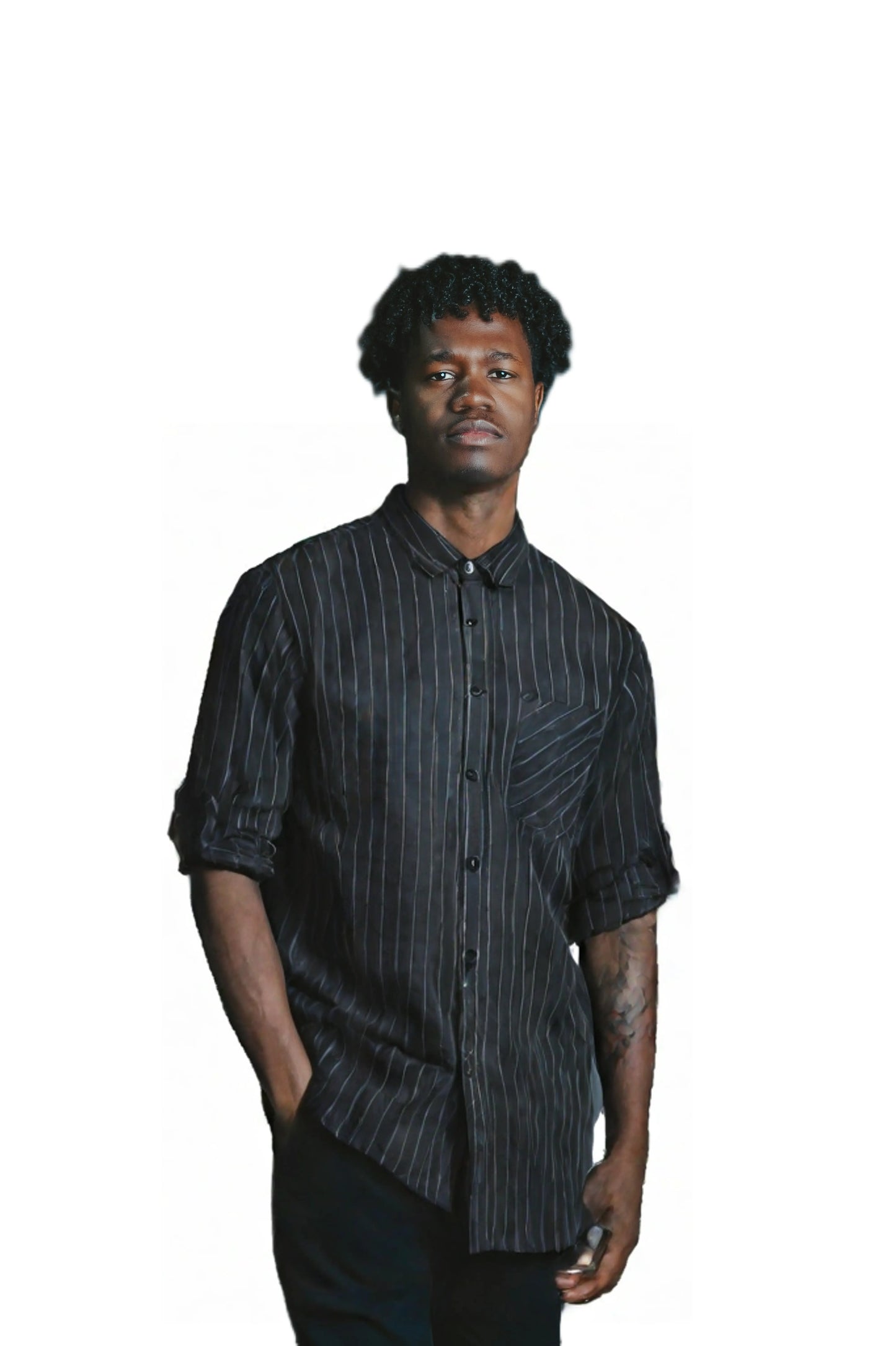 Black Striped Casual Shirt for Men SH-26