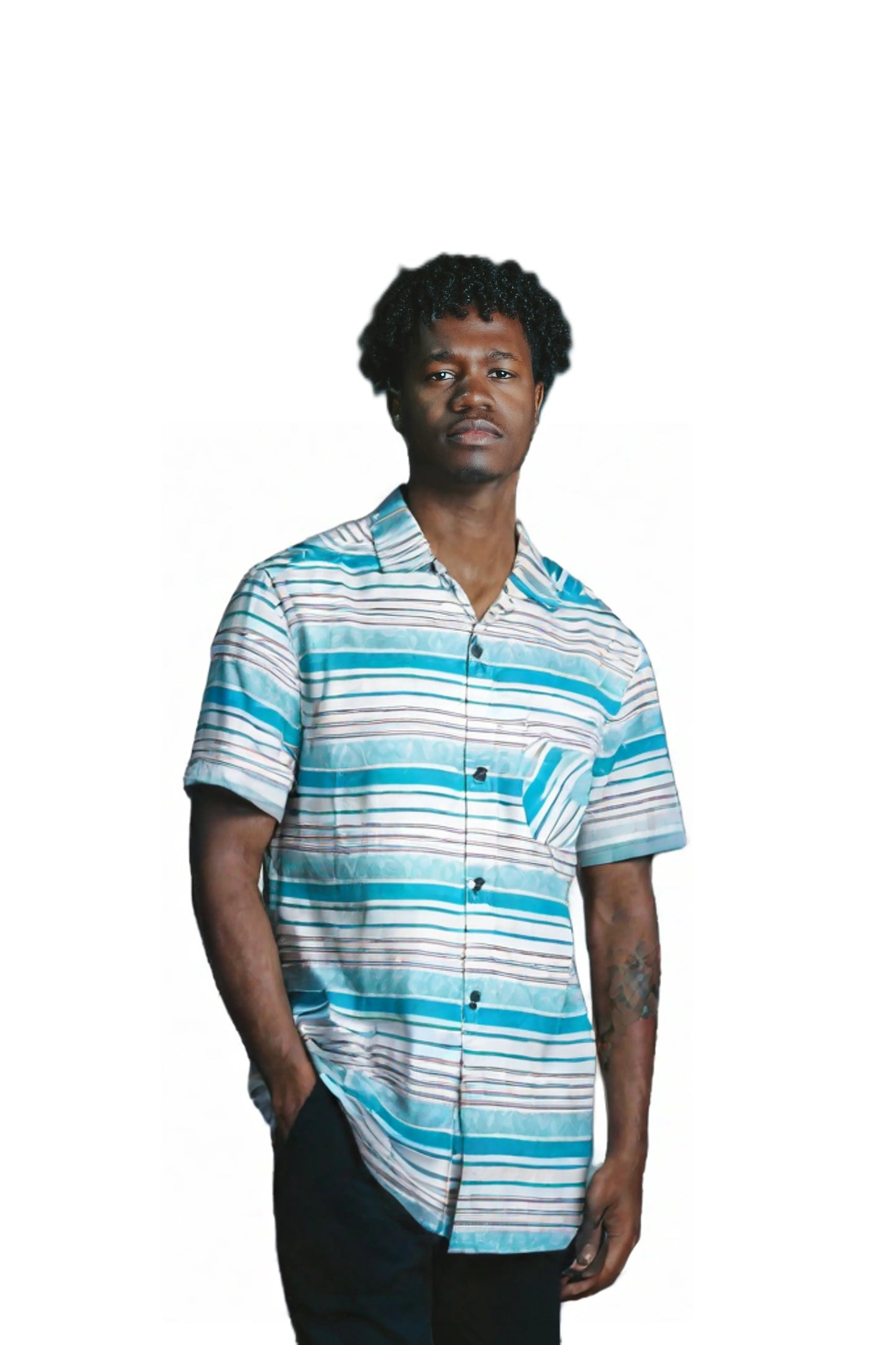 Light Blue Colored Striped Casual Shirt for Men SH-27