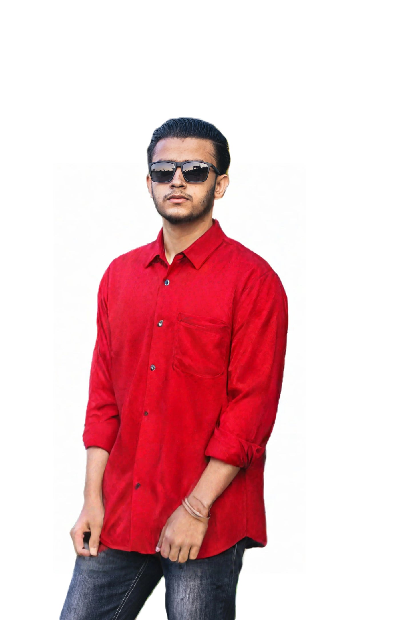Solid Colored Full Sleeve Casual Lycra Shirt For Men