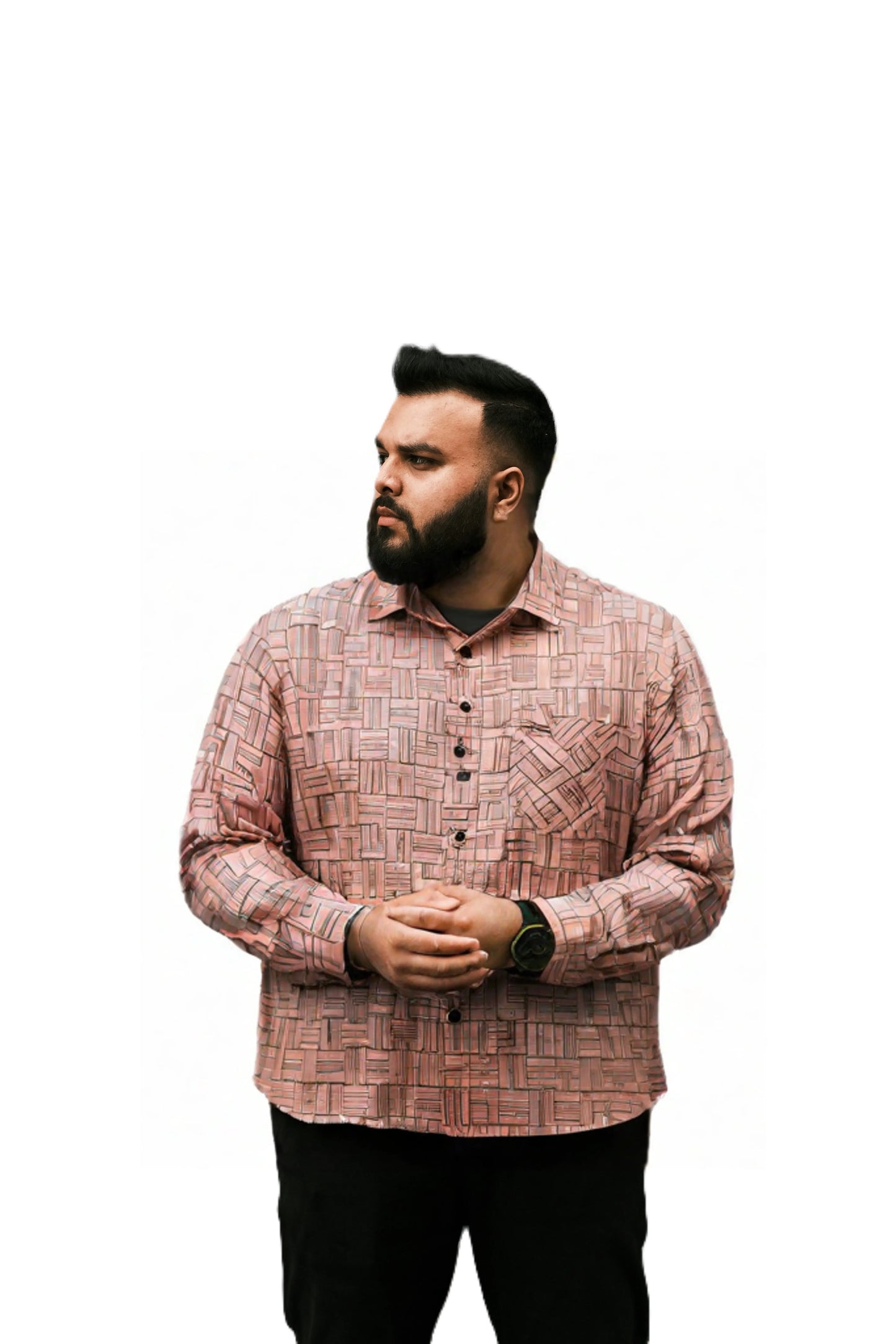 Pink Colored Checked Casual Shirt for Men SH-19