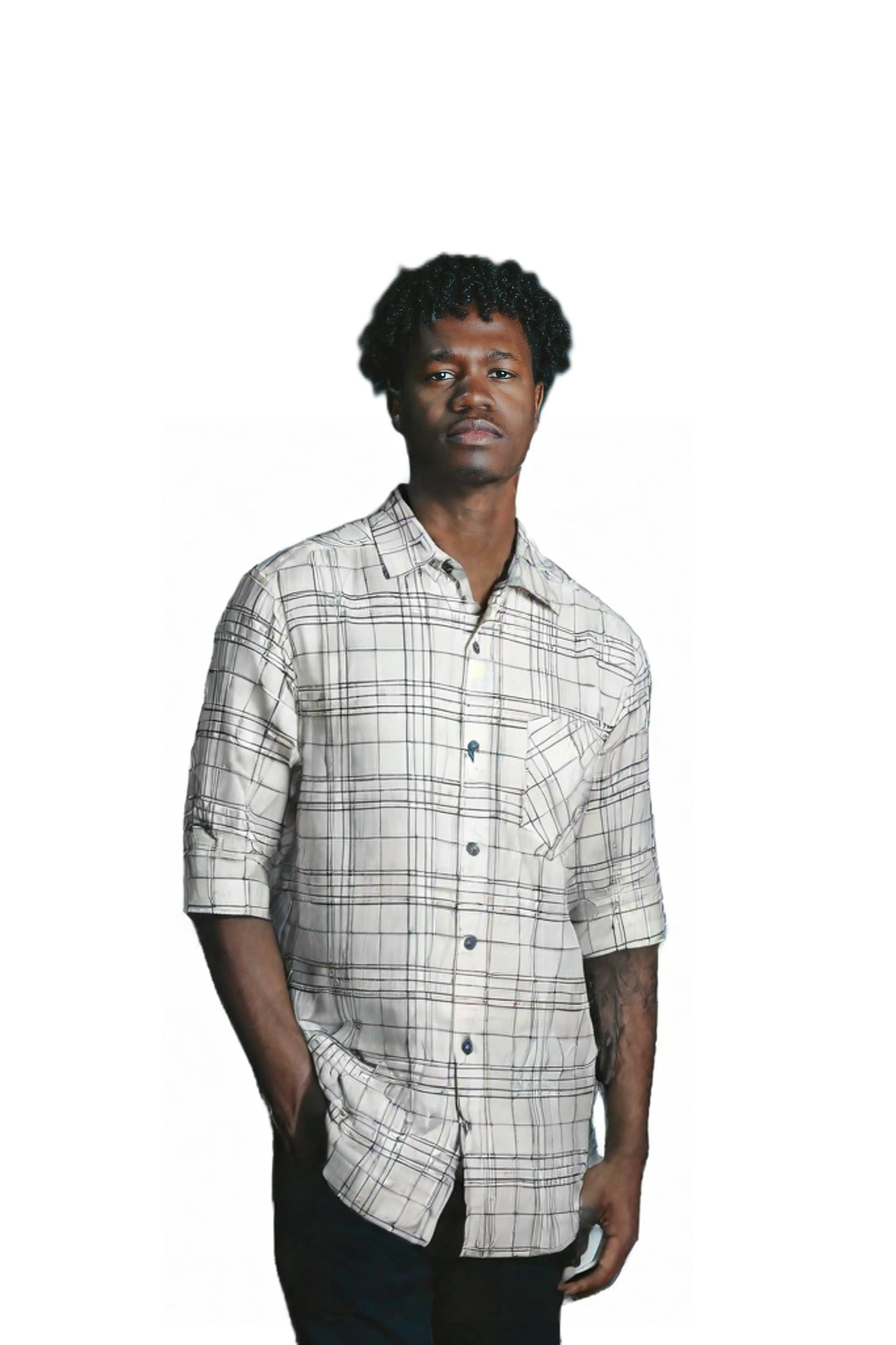 Large Checked White Colored Casual Shirt for Men SH-21