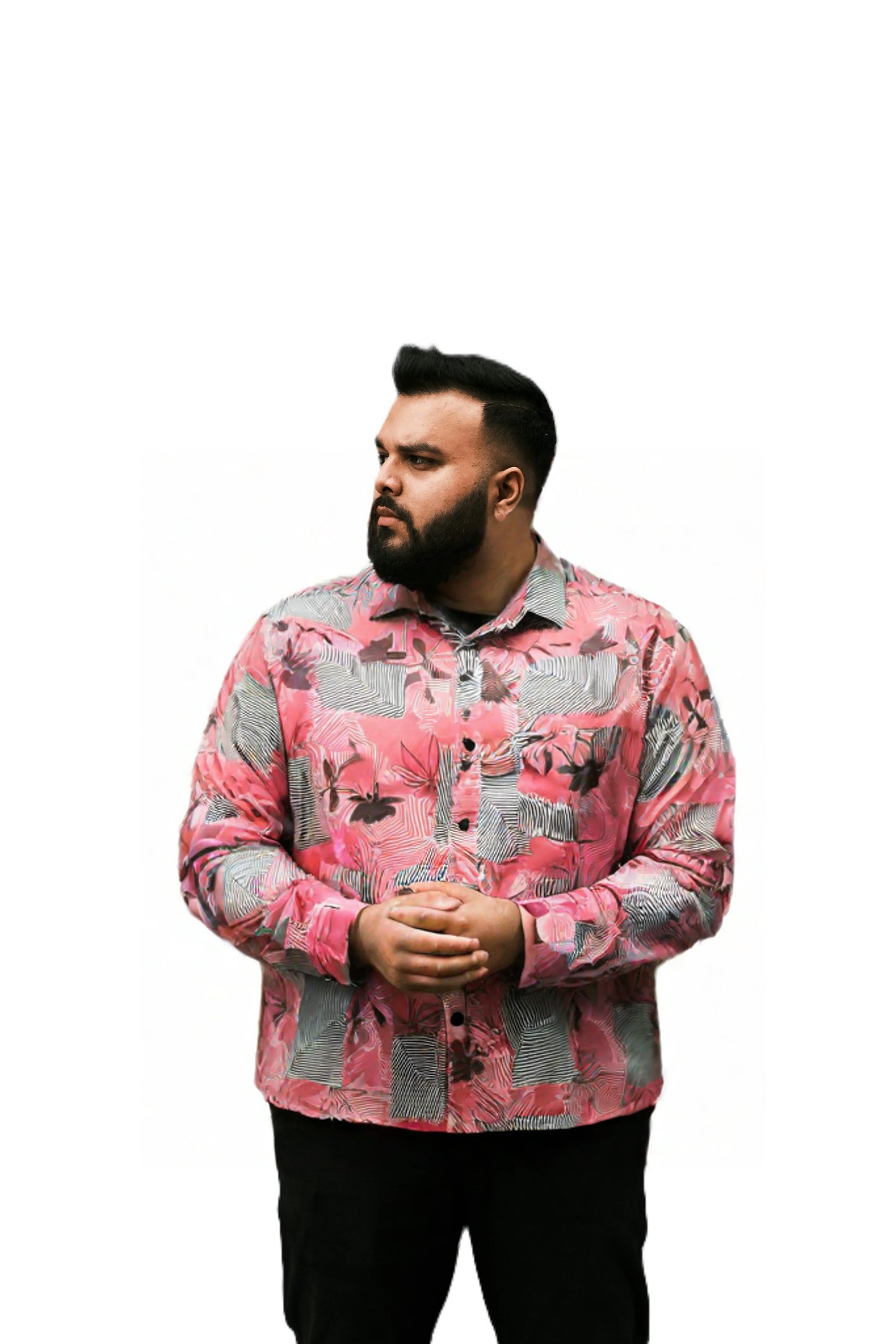 Pink Colored Floreal Pattern Casual Shirt for Men SH-11