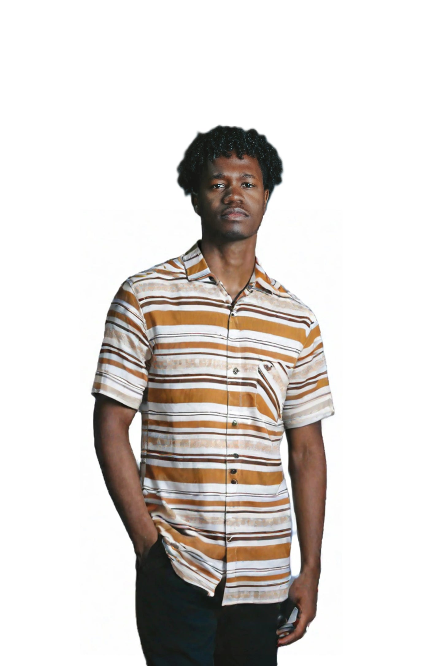 Brown and Sandal Striped casual shirt for Men SH-5