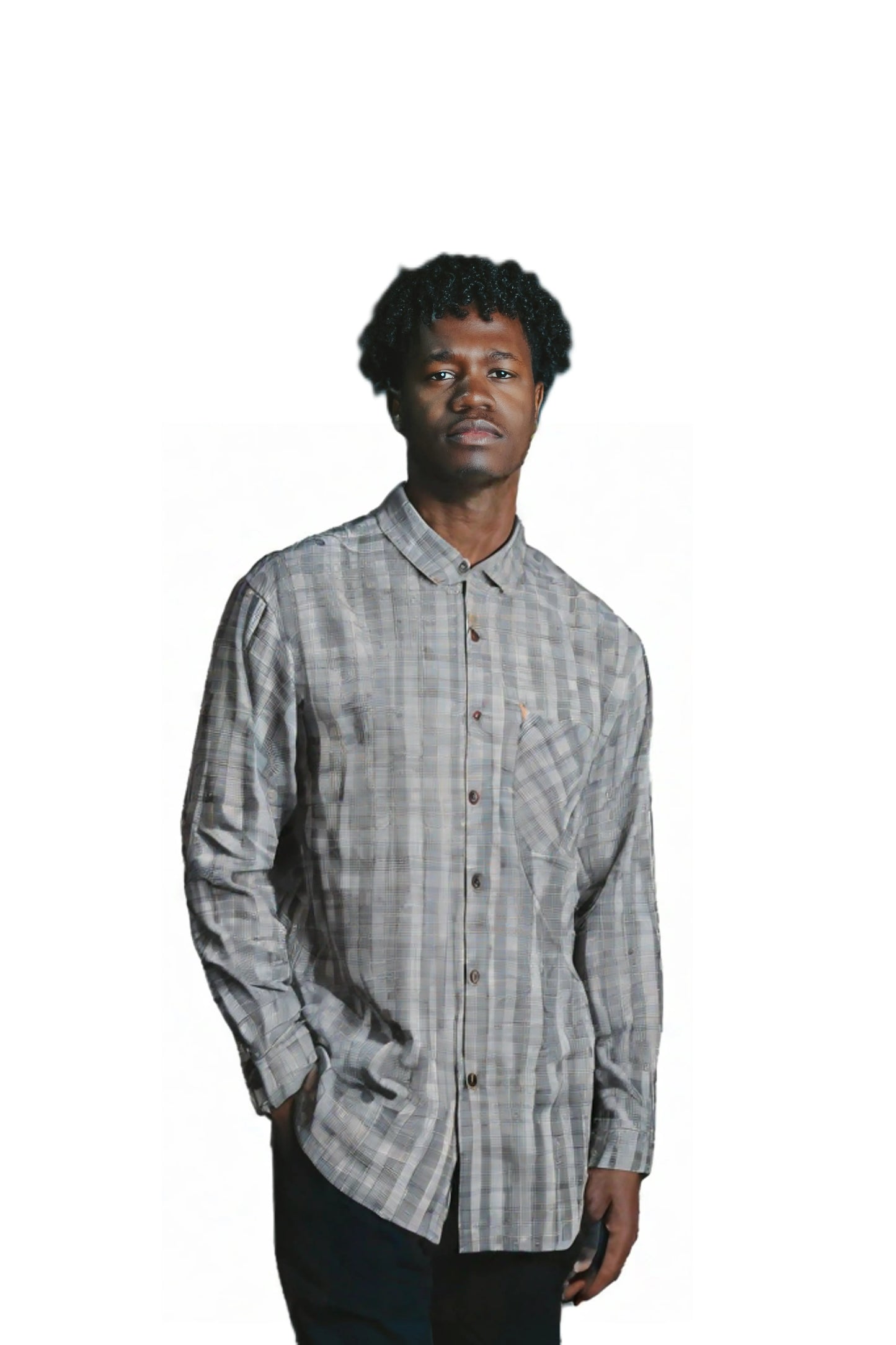 Grey Small Checked Casual Shirt for Men SH-33