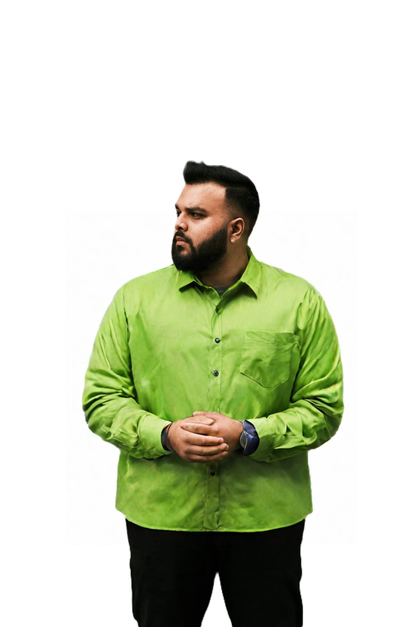 Solid Colored Full Sleeve Casual Lycra Shirt For Men