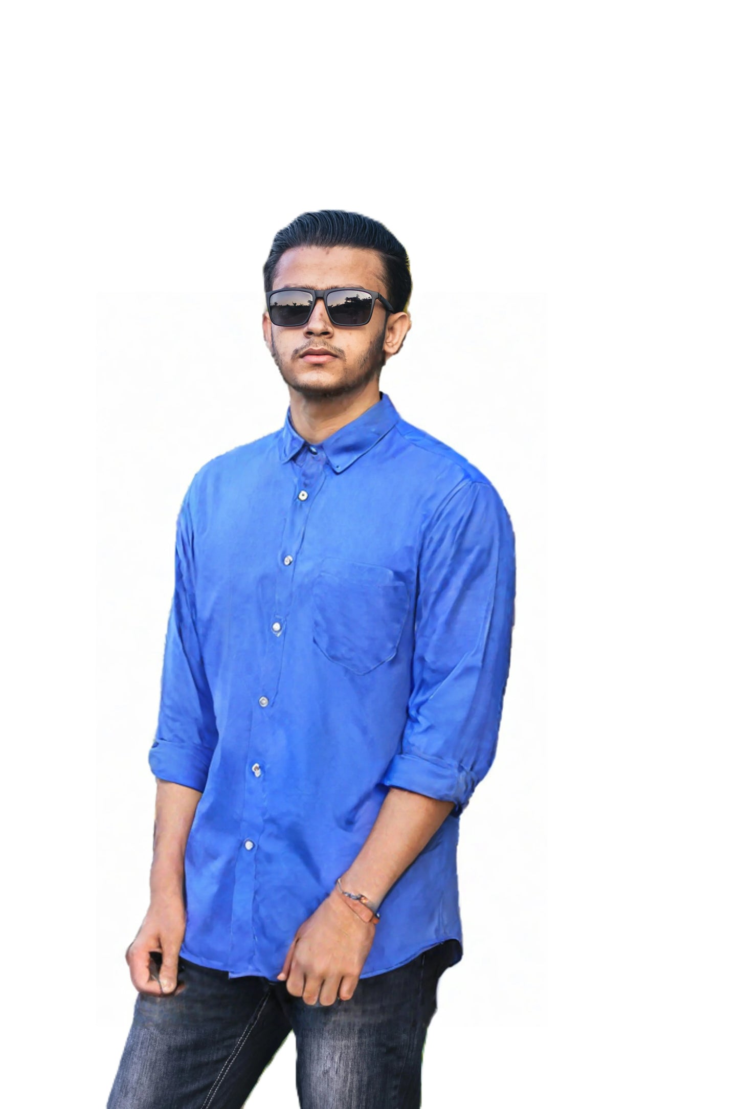 Solid Colored Full Sleeve Casual Lycra Shirt For Men